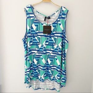 Cinthia Rowley Curve Sleeveless Blue & Green Top